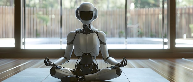 Roboter lernen neue Fähigkeiten, imitieren menschliches Verhalten, Yoga, Meditation und Posen.