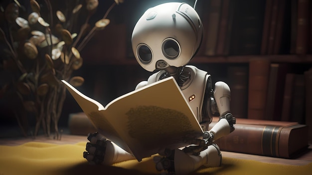 Roboter liest ein Buch Generative KI