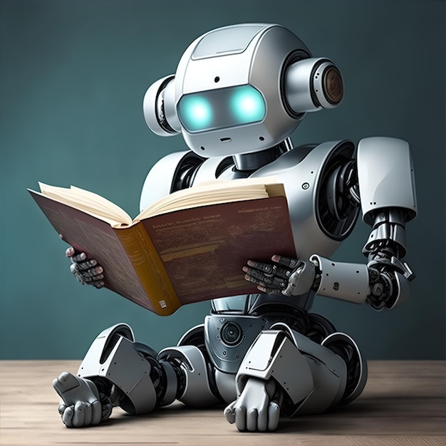 Roboter liest ein Buch