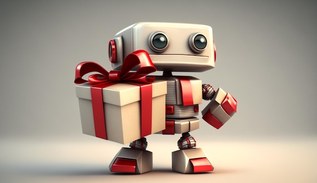 Roboter mit einem Geschenk Generative KI