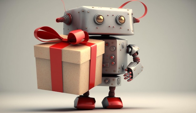 Roboter mit einem Geschenk Generative KI