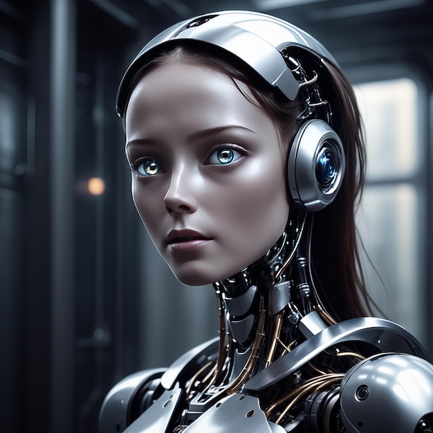 Roboter mit Kopfhörern, 3D-IllustrationRoboter mit Kopfhörern, 3D-Illustration3D-Darstellung von Cyborg