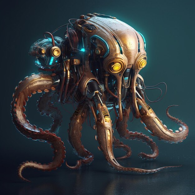 Roboter Octopus Illustration mechanische Gnade in jedem Tentakel