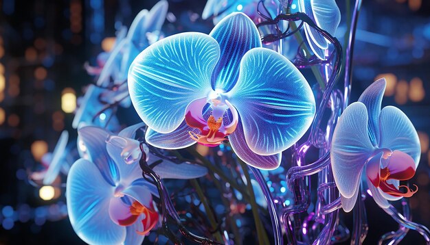 Roboter-Orchidee-Futurismus leuchtet