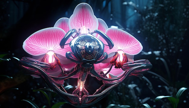 Foto roboter-orchidee-futurismus leuchtet