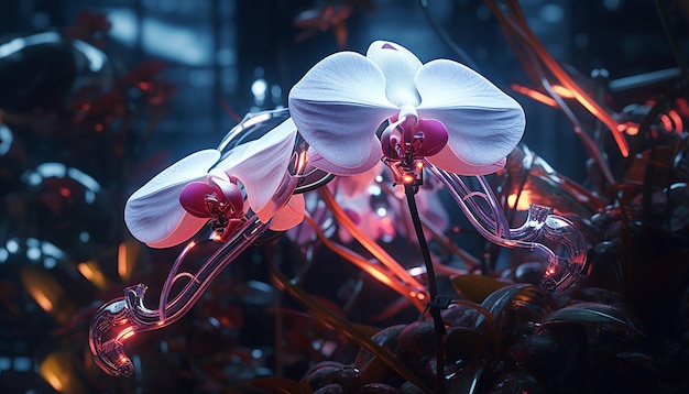 Roboter-Orchidee-Futurismus leuchtet