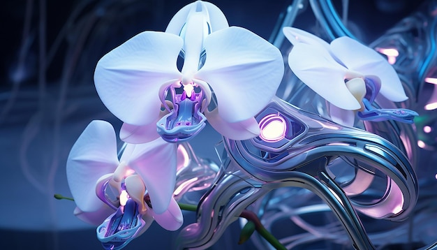 Roboter-Orchidee-Futurismus leuchtet