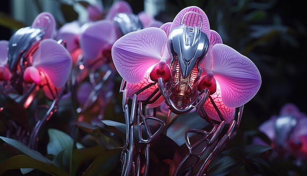 Roboter-Orchidee-Futurismus leuchtet