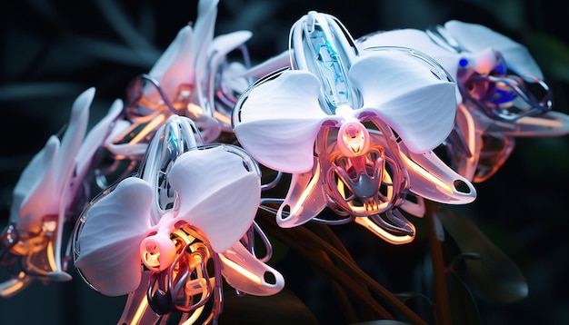 Roboter-Orchidee-Futurismus leuchtet