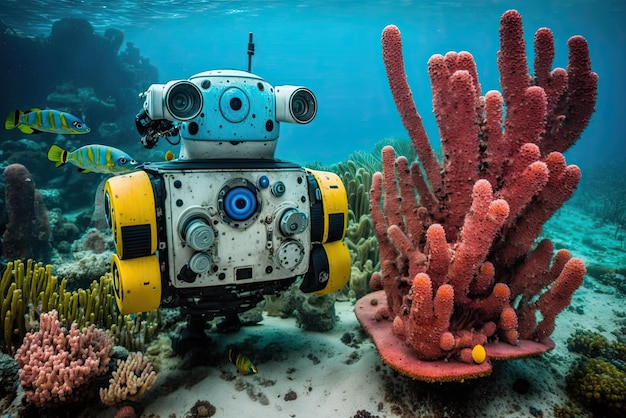 Roboter retten sterbende Korallenriffe Roboter-Technologie Rettung des Great Barrier Reef Unterwasser-Roboter und 3D-Druck, um Korallenriffe zu helfen KI-Generativ