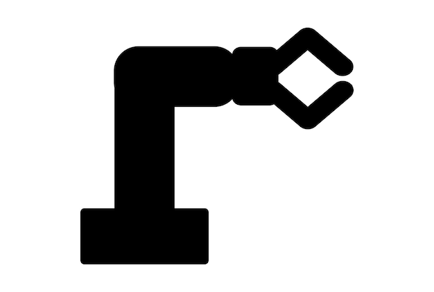 Roboterarm, flacher Umriss, Symbol, Wissenschaft, Symbol, Kunst, Zeichen, Kunstwerk