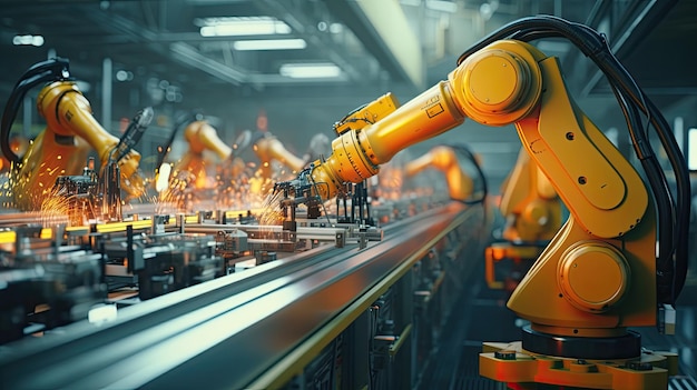 Roboterarm in Fabrikproduktionen liniengesteuert