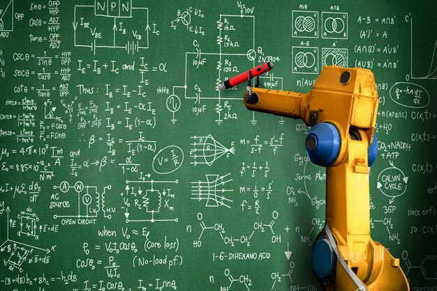 Roboterarm-KI, die Mathematik zur Problemlösung in der mechanisierten Industrie analysiert