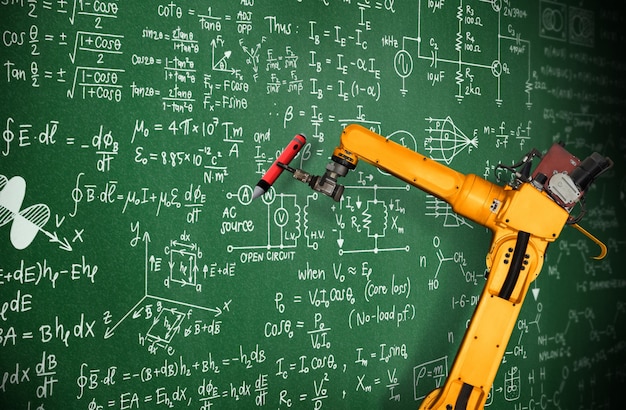 Roboterarm-KI, die Mathematik zur Problemlösung in der mechanisierten Industrie analysiert
