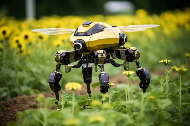 Roboterbienen, technologisch fortgeschrittene Bestäuber, die die Landwirtschaft wiederbeleben, in Aktion