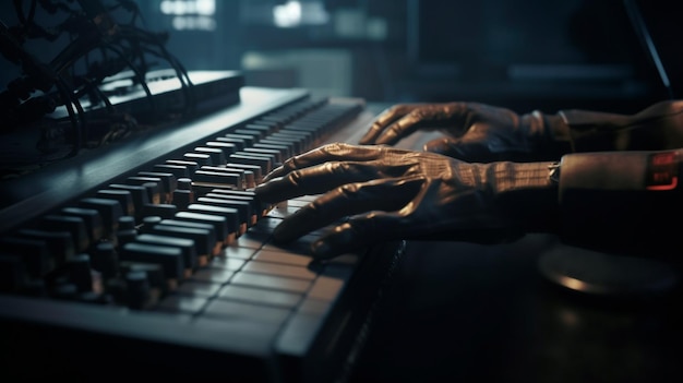 Roboterhand beim Tippen auf der Tastatur Generative KI