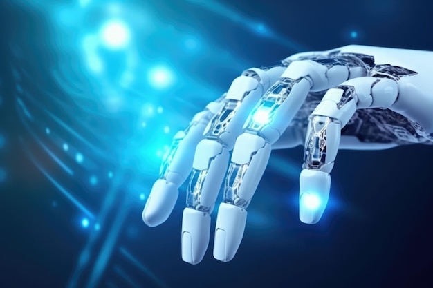 Roboterhand der zukünftigen Hintergrund-generativen KI