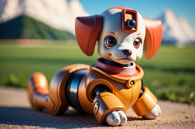 Roboterhund AI intelligenter Roboter Wallpaper Hintergrund Illustration elektronisches Haustier neue Technologie