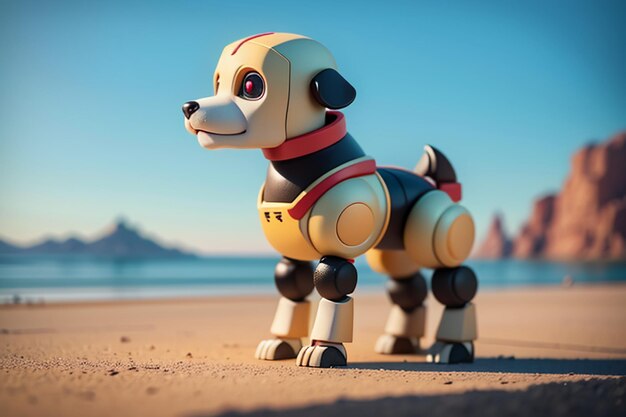 Roboterhund AI intelligenter Roboter Wallpaper Hintergrund Illustration elektronisches Haustier neue Technologie