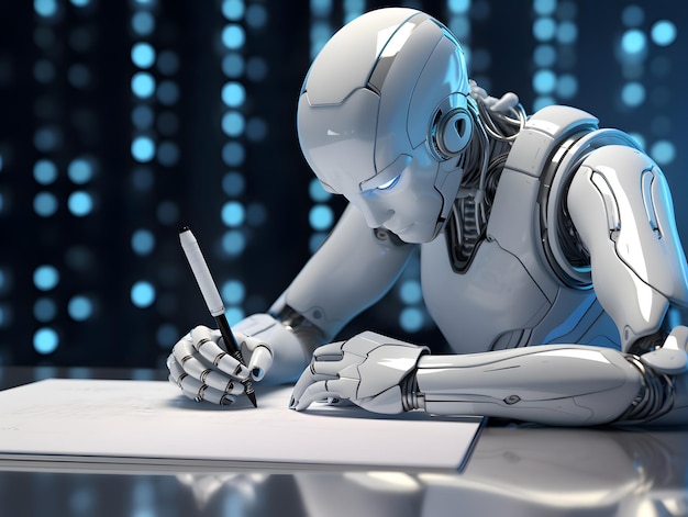 Roboterschreiben Konzept und Idee eines KI-Schreibassistenten