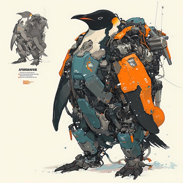 Robotic Penguin Futuristische Tierkonzeptkunst