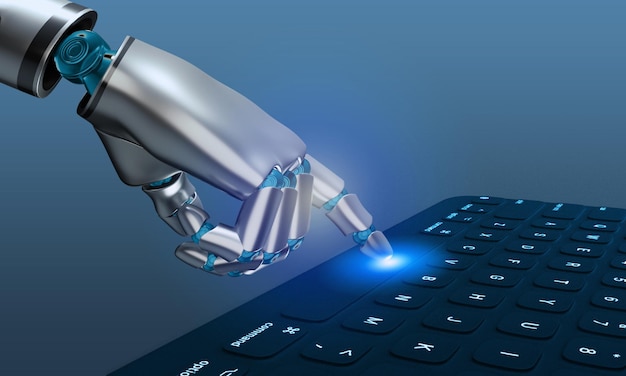robotica ai inteligencia artificial tarifa punto azul color teclado futurista mano parte del cuerpo robot ai tec