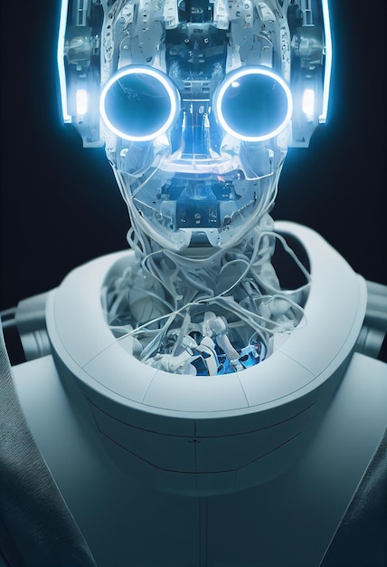 Foto robótica ciborgue humana futurista