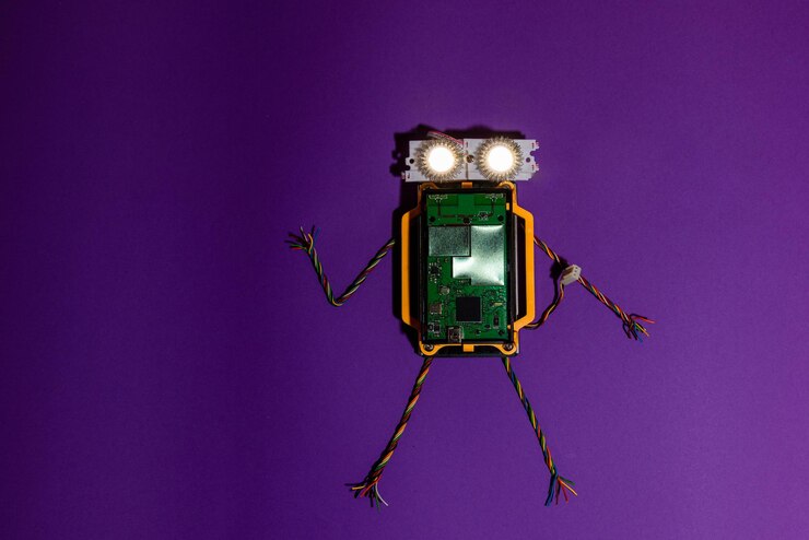 Foto robótica y electrónica robótica de bricolaje educación stem para niños espacio de copia