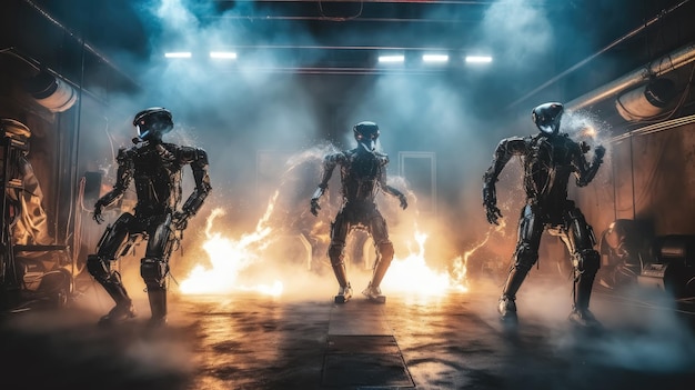 Foto robots bailan en un club nocturno generado por ia