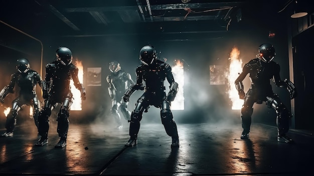 Robots bailan en un club nocturno generado por IA