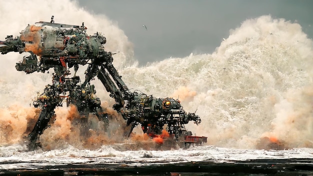 Robots de combate emergen del mar