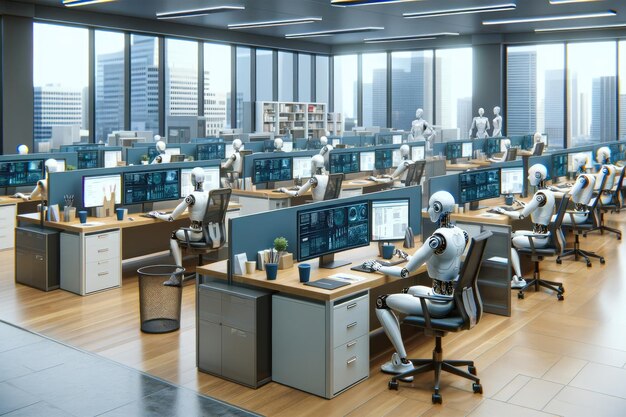 Robots en el entorno de la oficina moderna