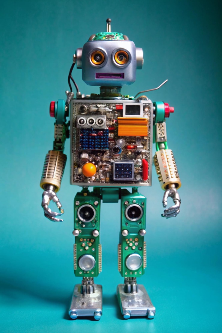 Foto robots de inteligencia artificial que monitorean las operaciones de oficina con intelecto futurista