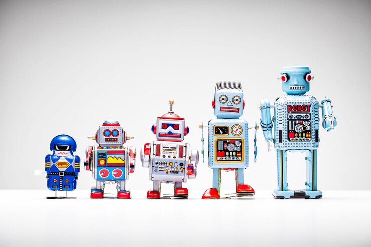 Foto robots de juguete de hojalata