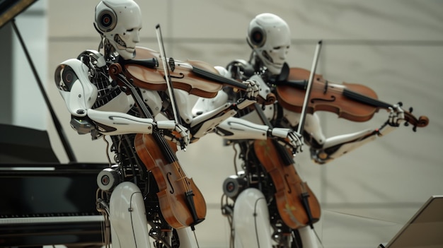 Robots tocando el piano juntos