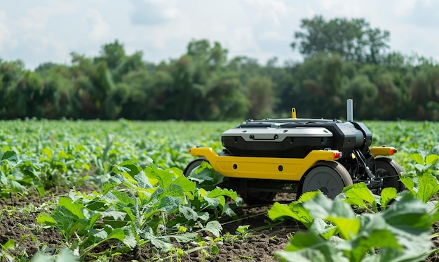 Robots trabajan en el campo agrícola