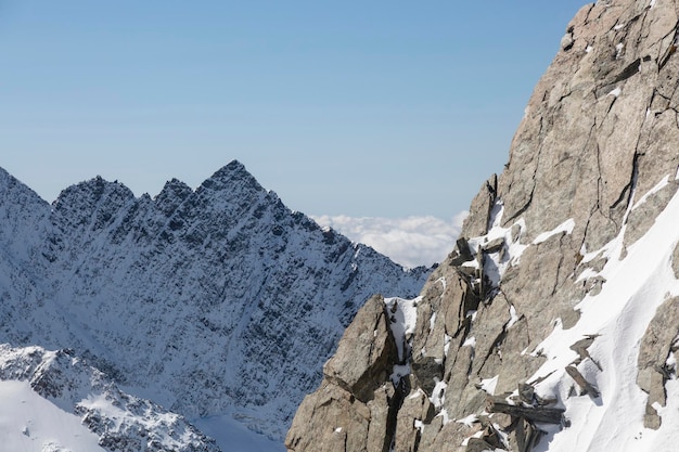 Roca de la cima de la montaña en los Alpes franceses