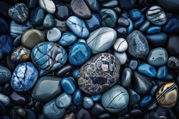 Una roca cubierta de muchas rocas de diferentes colores IA generativa