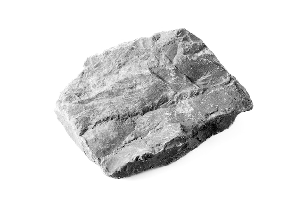 Roca gris aislada sobre un fondo blanco