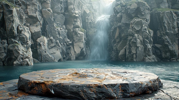 Roca masiva en un cuerpo de agua