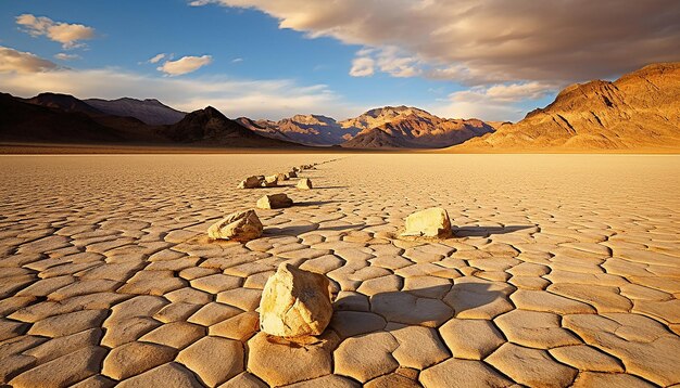 Foto rocas caminantes en el valle de la muerte