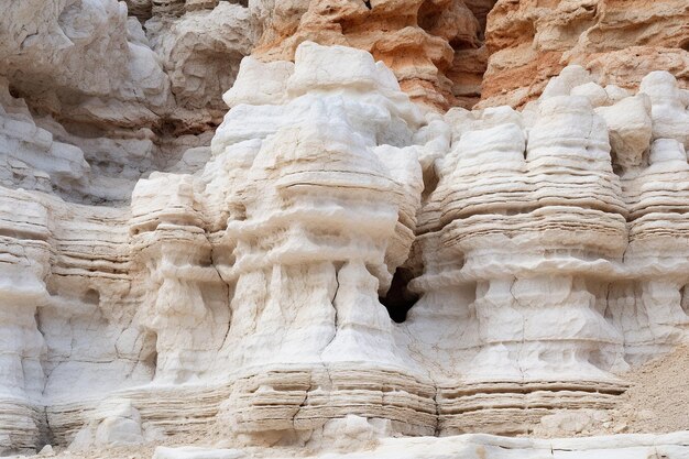 Foto rocas con capas blancas para texturas geológicas