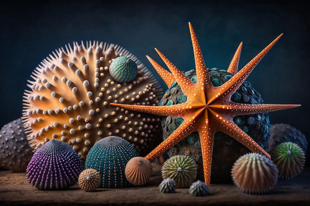 Rocas y conchas de coral marino IA generativa