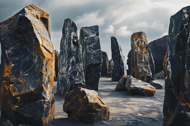 Foto las rocas de granito en la playa de reynisfjara, islandia