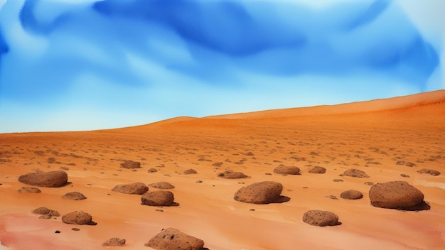 Rocas multicolores en el desierto sofocante Una imagen de colores y contrastes en un clima duro Ilustración de acuarela Generada por IA