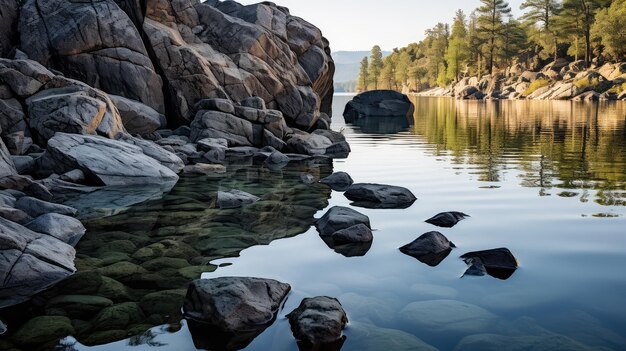 Las rocas pacíficas del lago