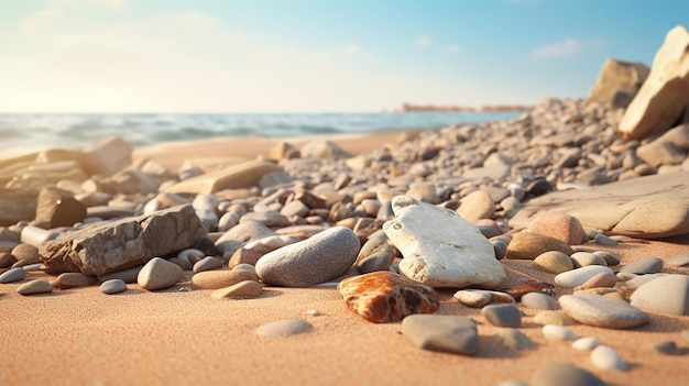 Foto rocas y piedras naturales en el fondo del recorte del suelo de la playa