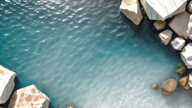 Rochas brancas com água azul transparente Água de verão