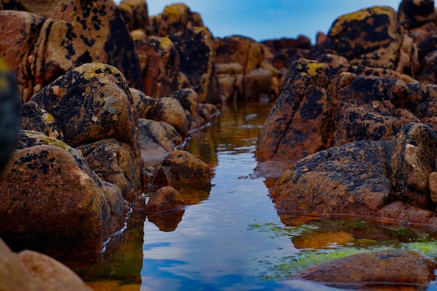 Foto rochas no mar contra o céu