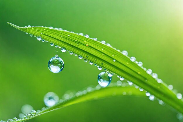 Foto el rocío en el césped hiper macro fotografía macro césped gota de agua